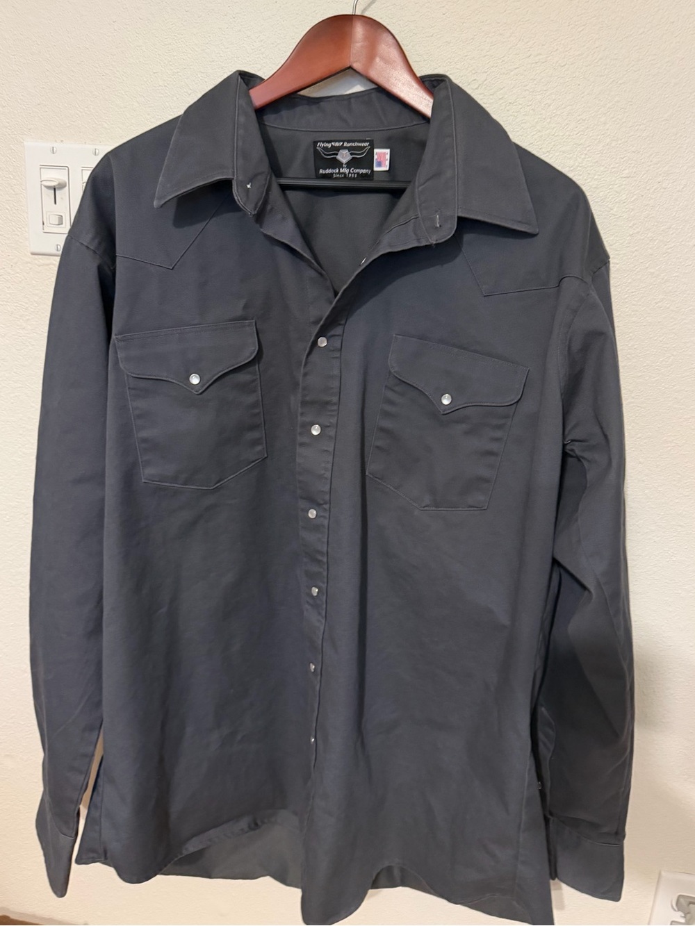 Men's Casual Dark Gray Snap-Front Western Shirt - Unbranded